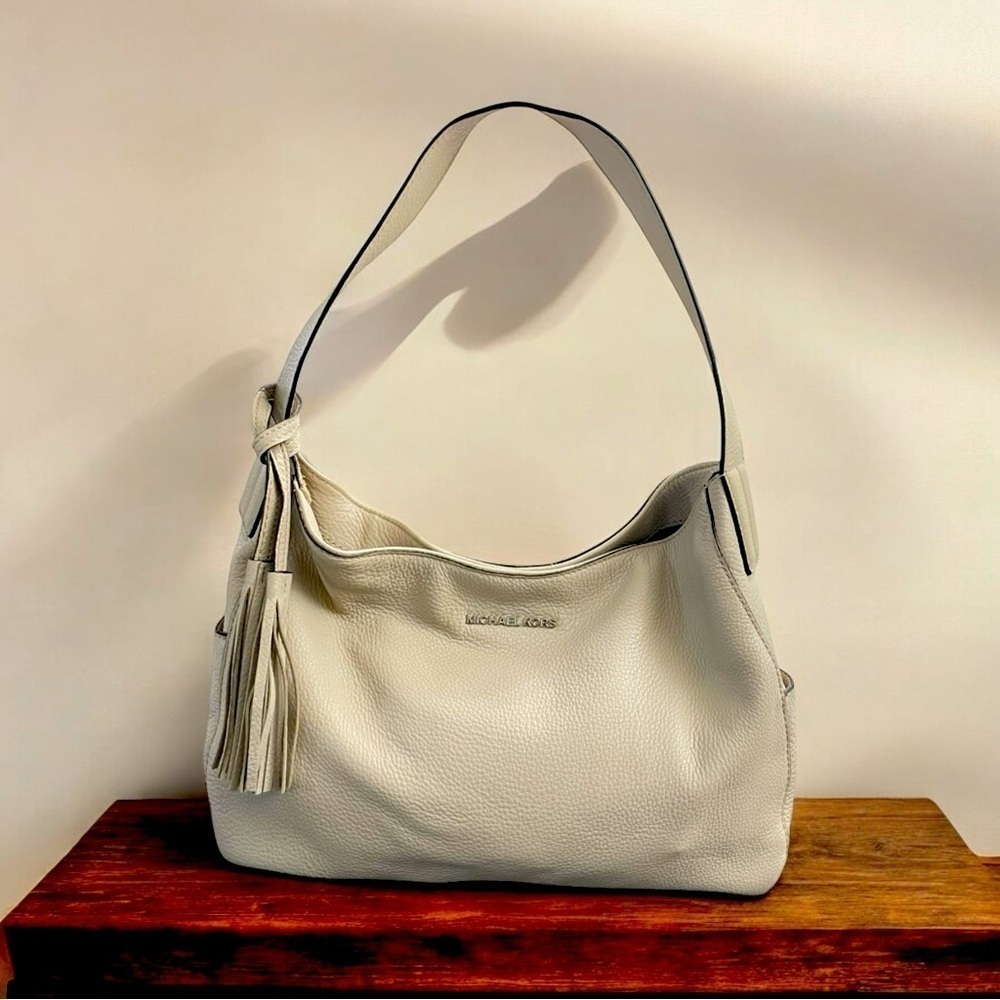Michael Kors Beige Pebble Leather Shoulder Bag